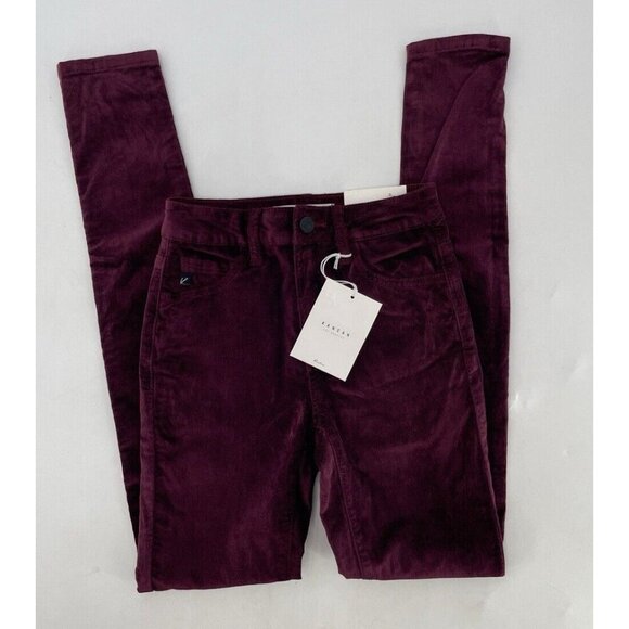 NWT KanCan Women's Ginny Mid Rise Velvet Ankle Skinny Burgundy Pants Size 23 - Picture 3 of 12